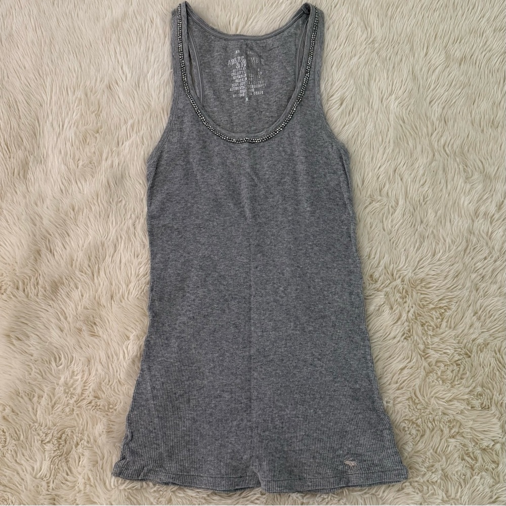Abercrombie & Fitch Charcoal Beaded Tank Top
